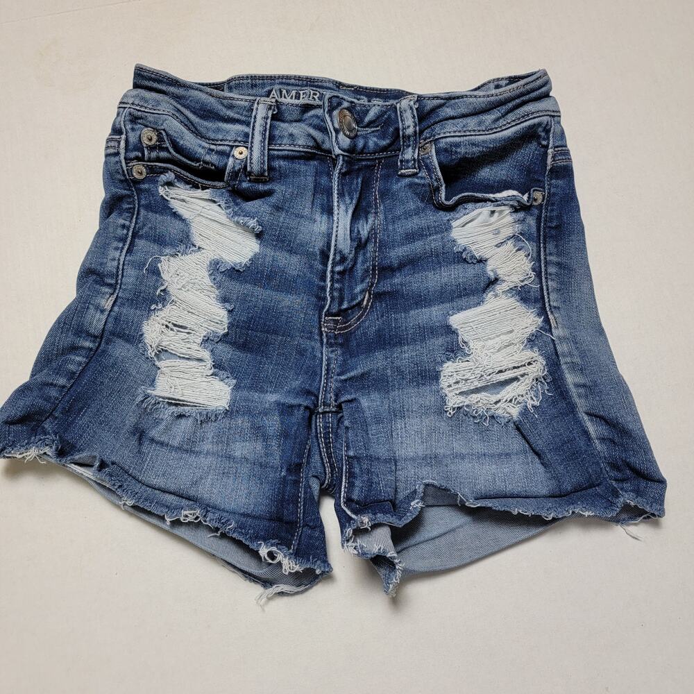 American Eagle Distressed Hi-Rise Shorts SZ 0
